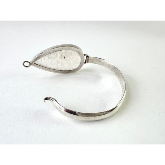 Golden Rutile Quartz Sterling Latch Bangle 925 Silver Bracelet - Picture 4 of 5